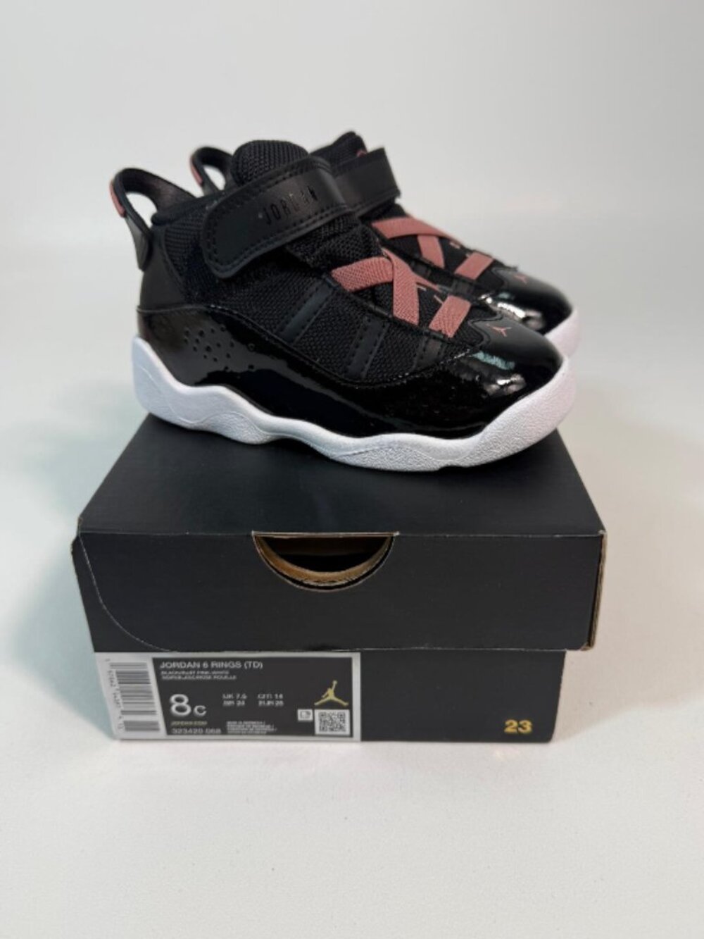 Nike Air Jordan 6 Rings (TD) Toddlers  Size 8C Black/White/Rust Pink